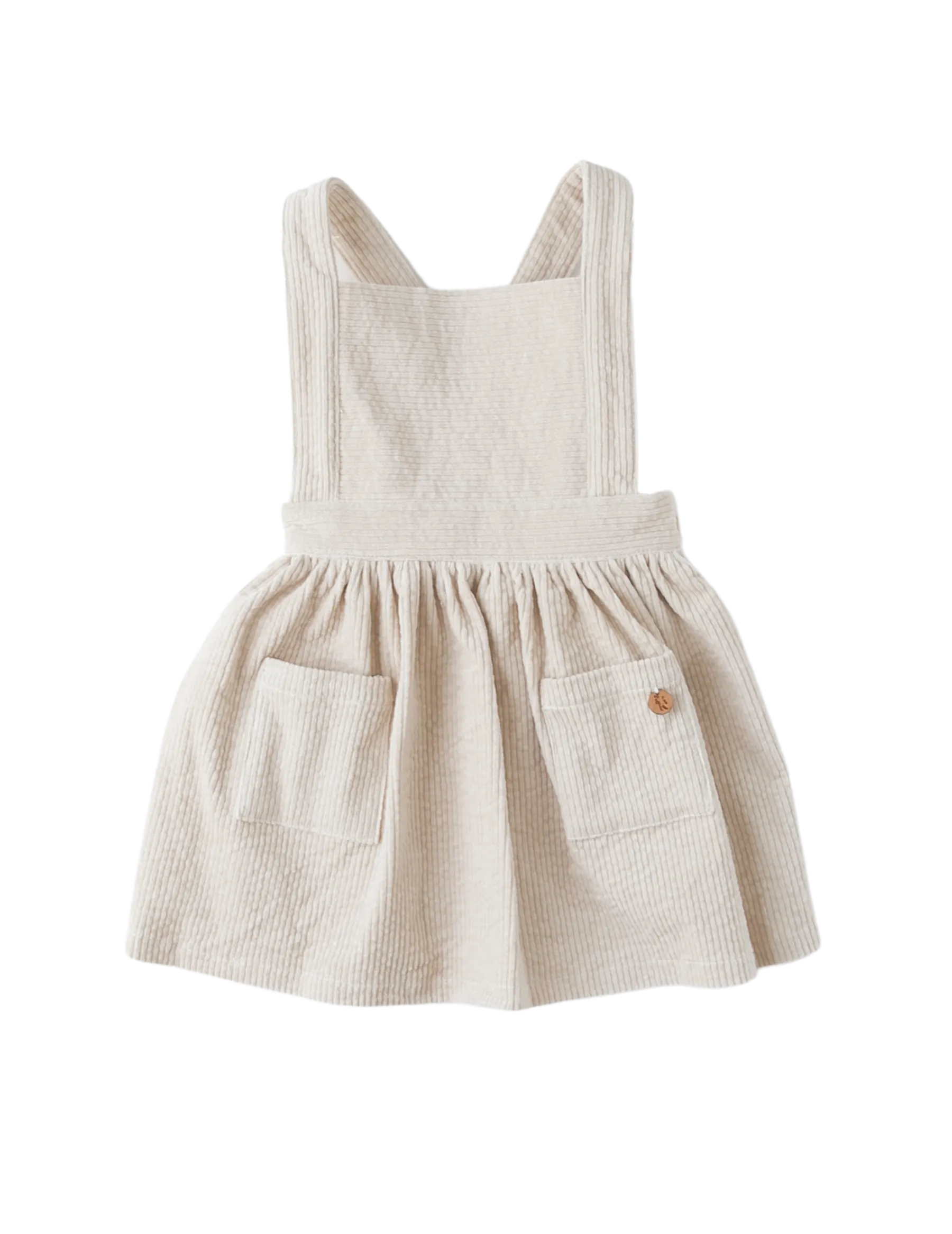 Hazel Corduroy Pinafore Dress - Eggshell