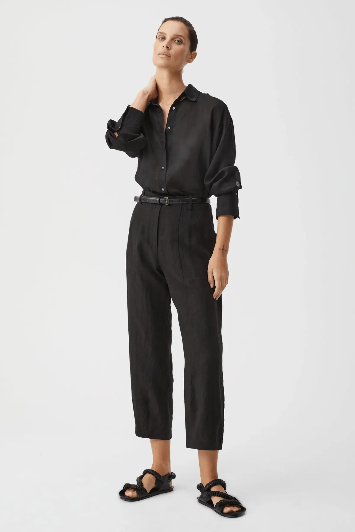 HENLEY LINEN PANT BLACK