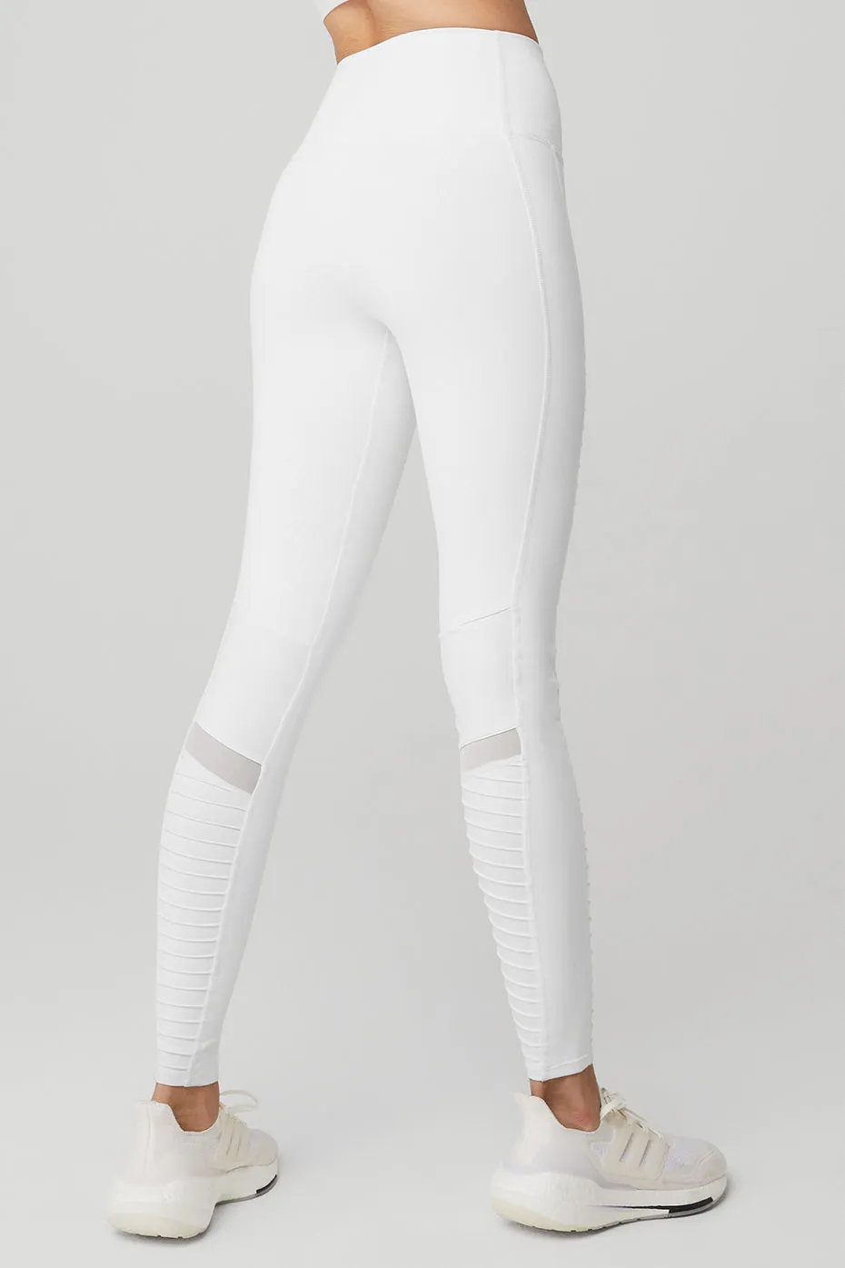 High-Waist Moto Legging - White/White Glossy