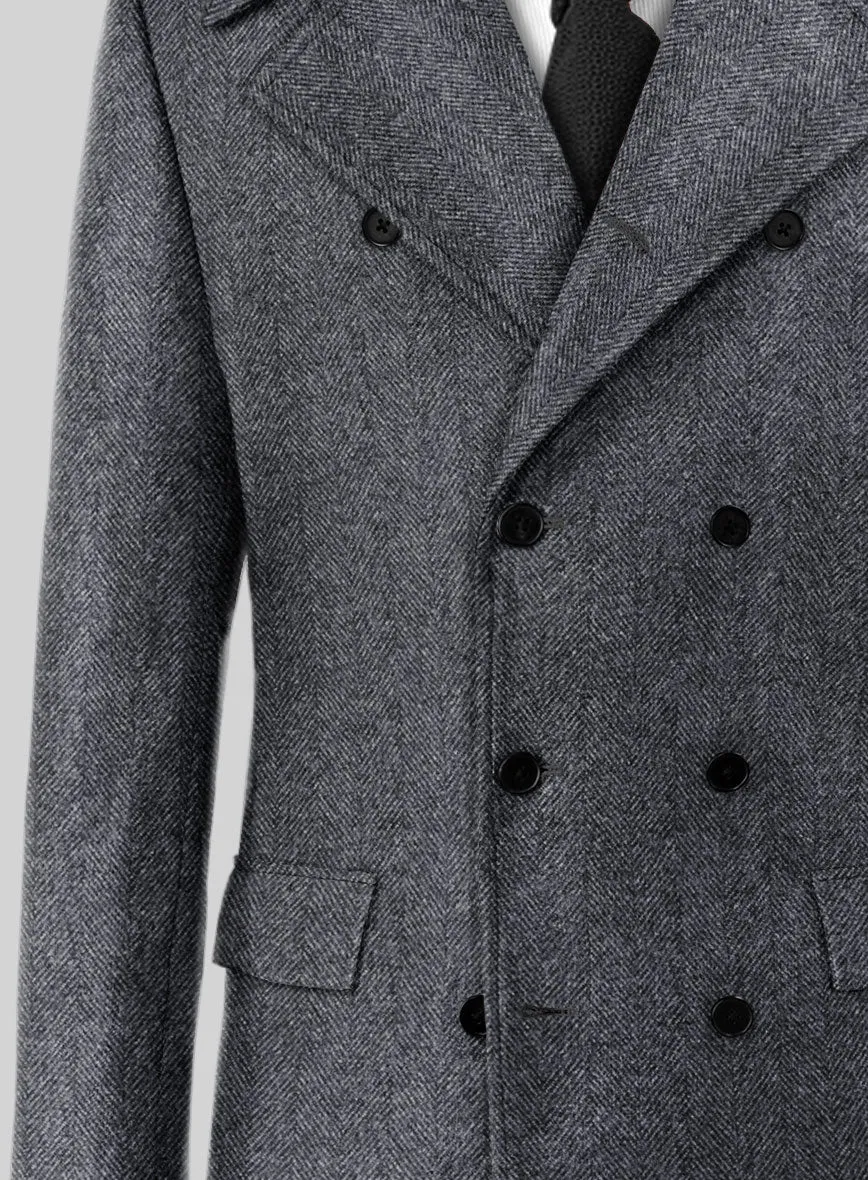 Highlander Heavy Charcoal Herringbone Tweed GQ Overcoat