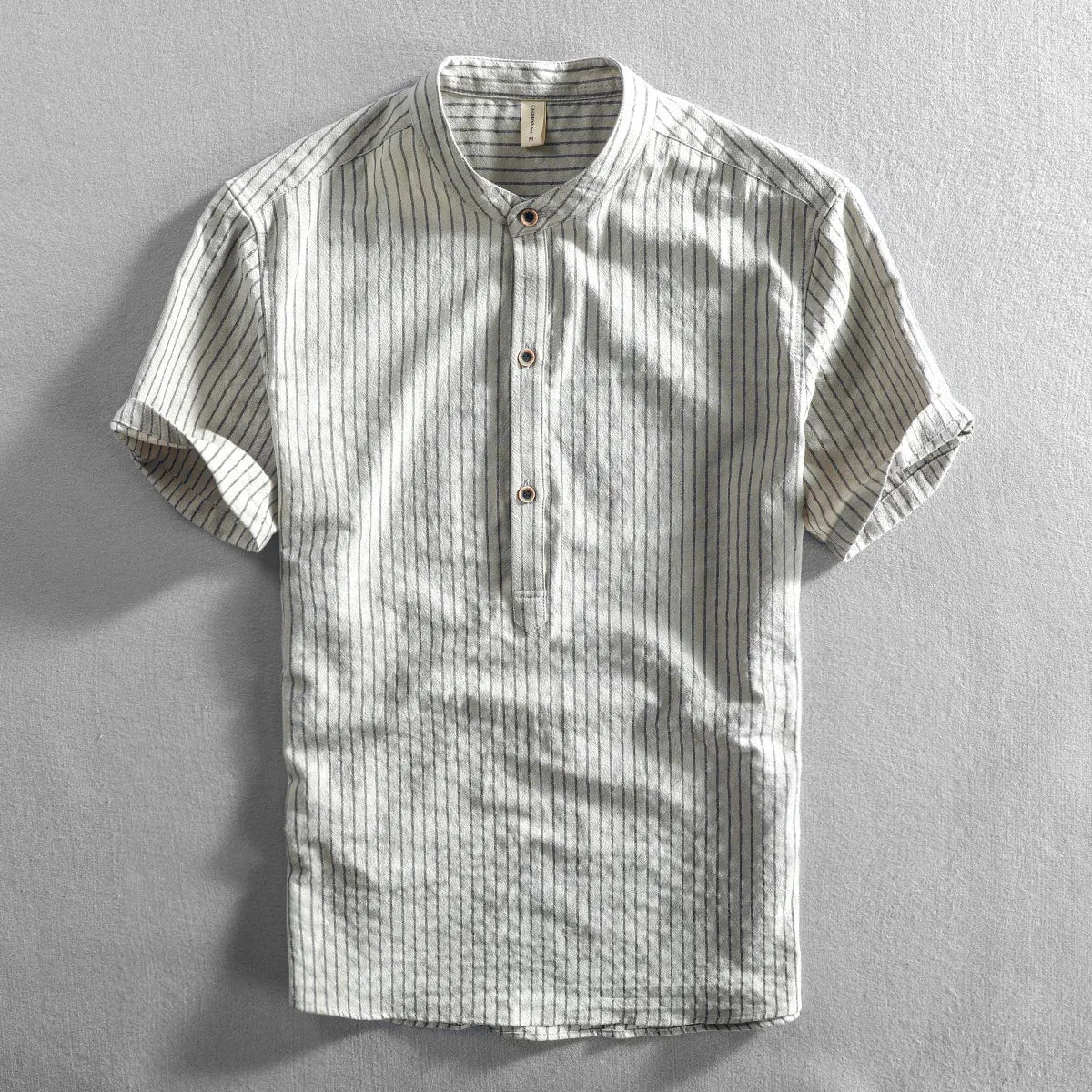 Hnzxzm Men's Casual Cotton Shirt Short Sleeve Blouse Tops Summer Botton Pinstripe Holiday Shirt Comfortable Handsome Men Henley Shirt