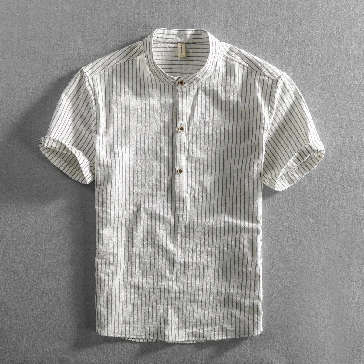 Hnzxzm Men's Casual Cotton Shirt Short Sleeve Blouse Tops Summer Botton Pinstripe Holiday Shirt Comfortable Handsome Men Henley Shirt