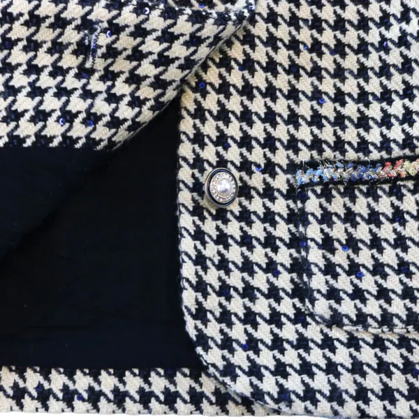 Houndstooth Jacket - Beige/Navy