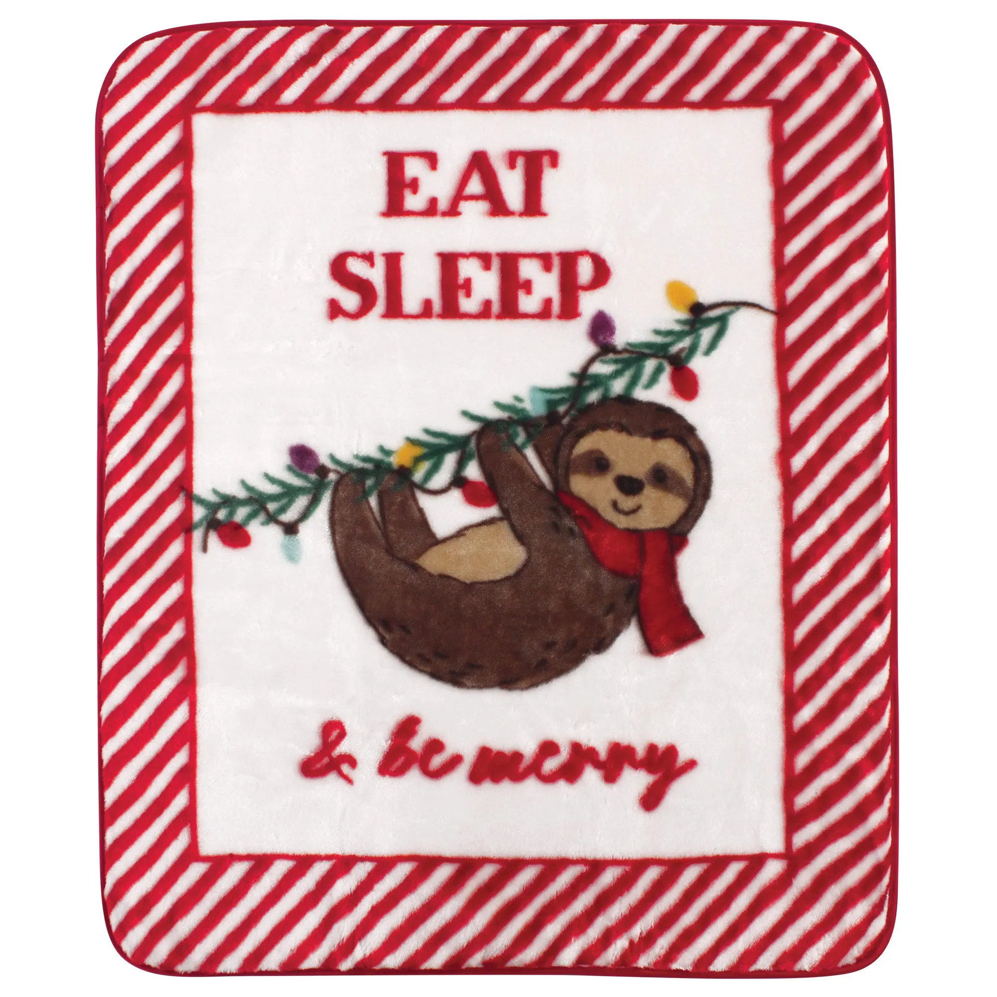 Hudson Baby High Pile Plush Blanket, Christmas Sloth