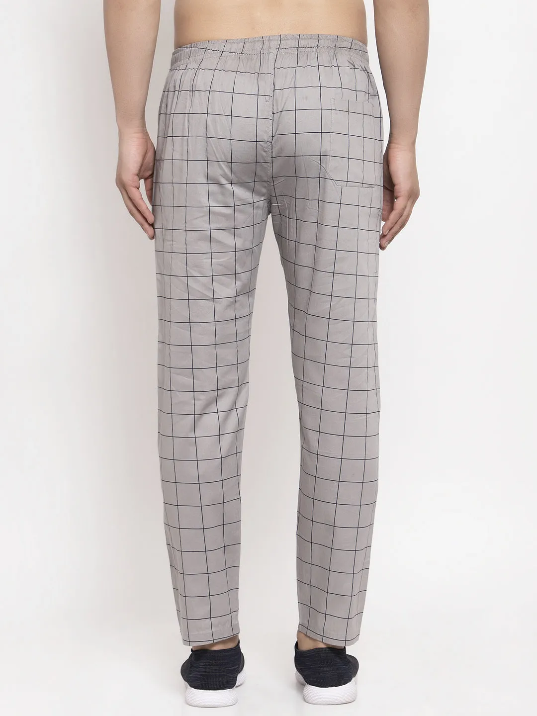 Jashvi Men's Grey Checked Cotton Track Pants