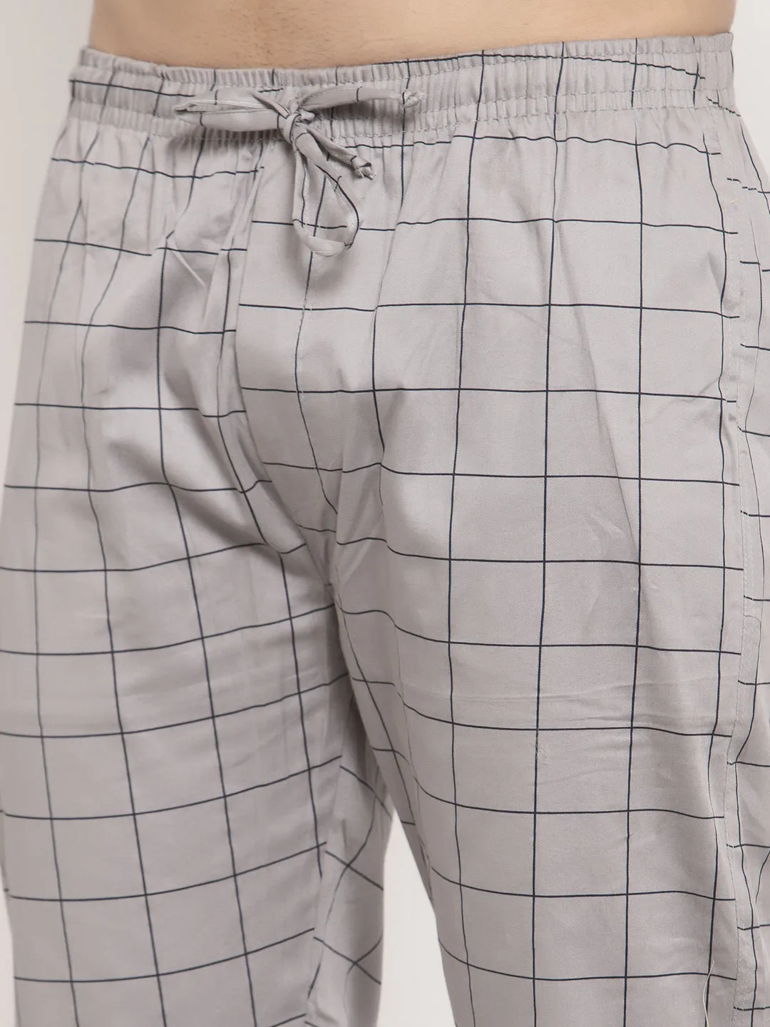 Jashvi Men's Grey Checked Cotton Track Pants