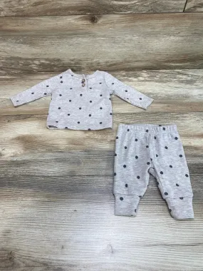 Just One You 2pc Henley Polka Dot Shirt & Pants Grey sz Newborn