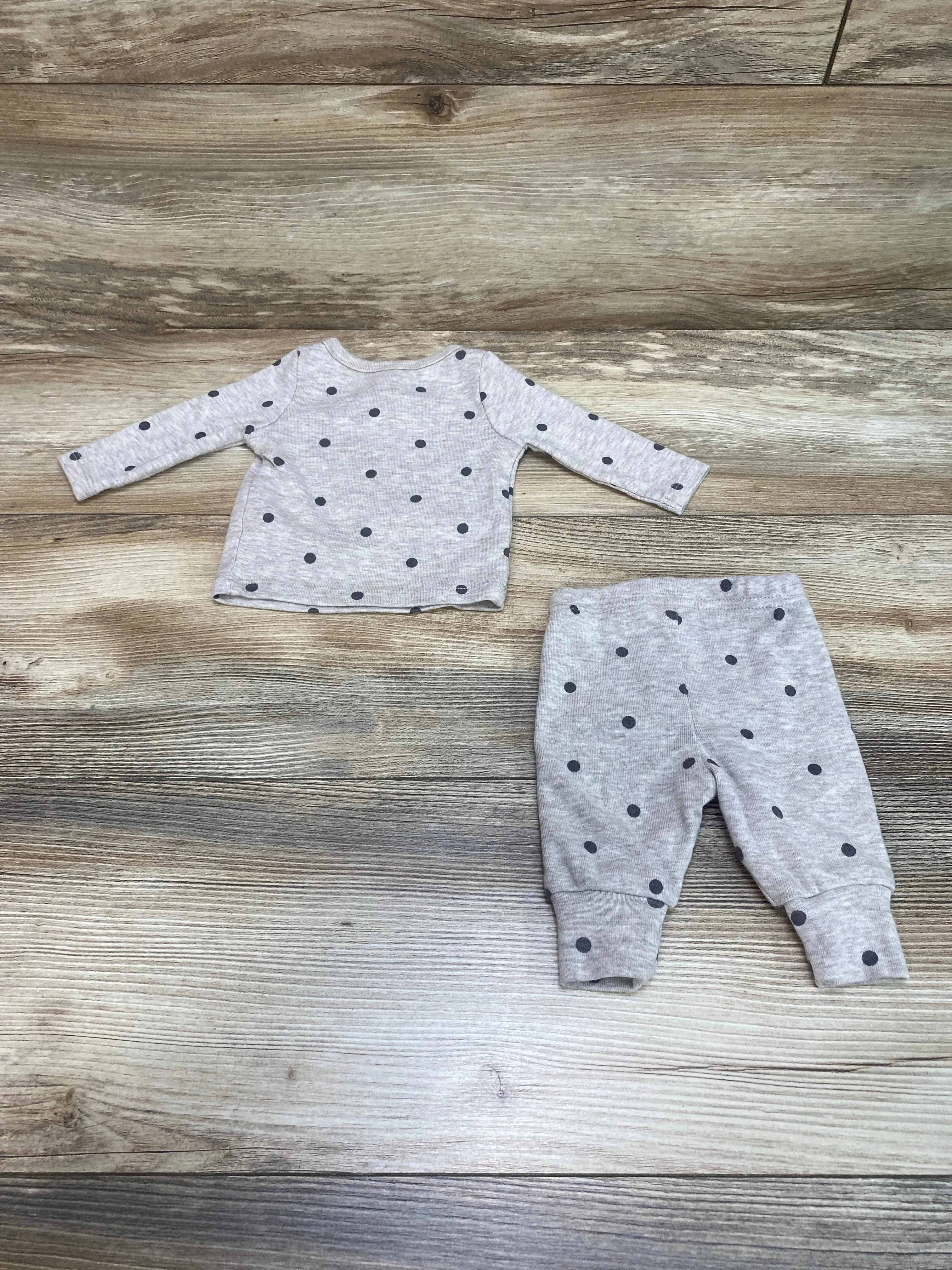 Just One You 2pc Henley Polka Dot Shirt & Pants Grey sz Newborn