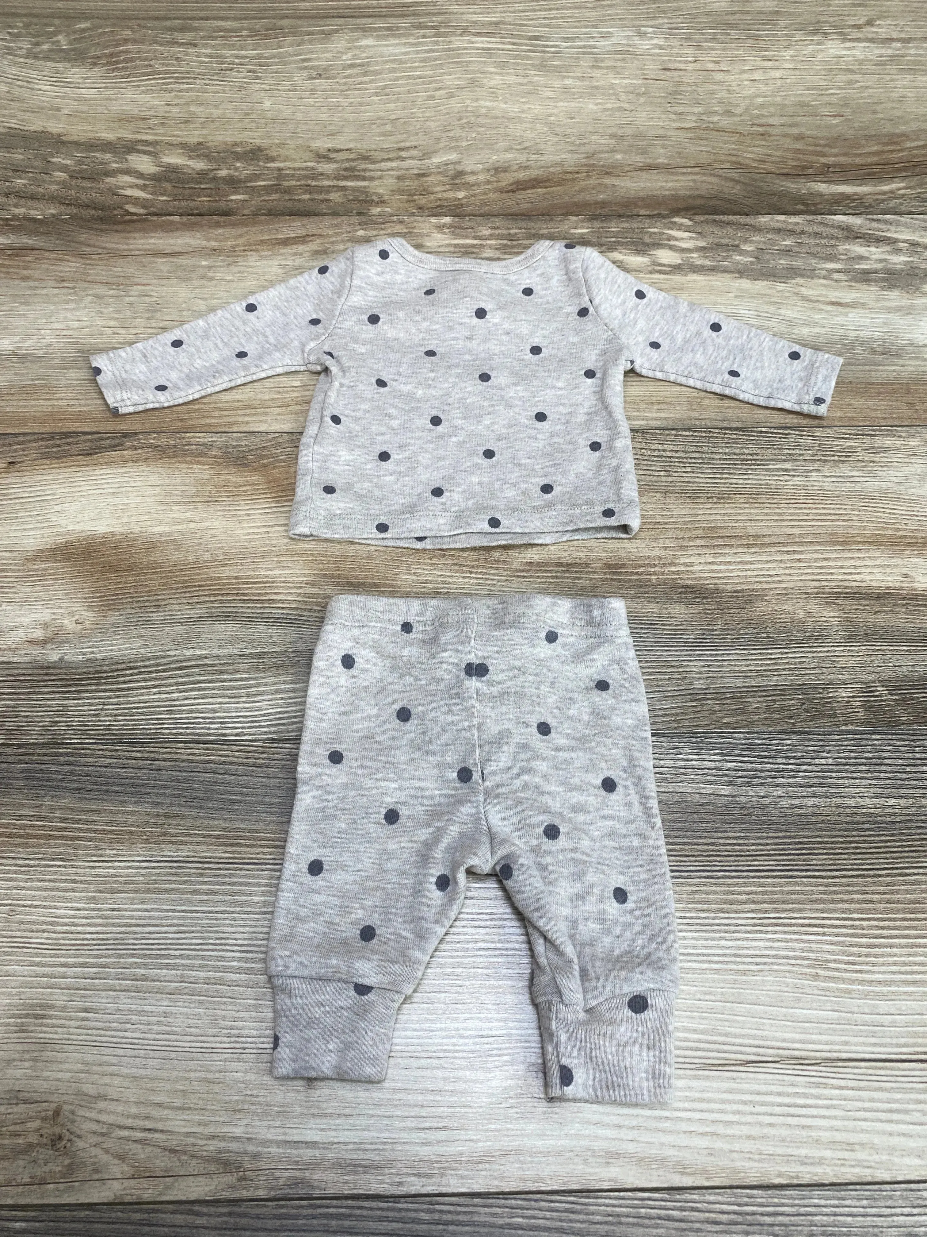 Just One You 2pc Polka Dot Henley Shirt & Pants Grey sz Newborn