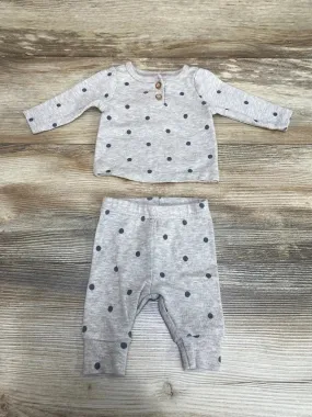 Just One You 2pc Polka Dot Henley Shirt & Pants Grey sz Newborn