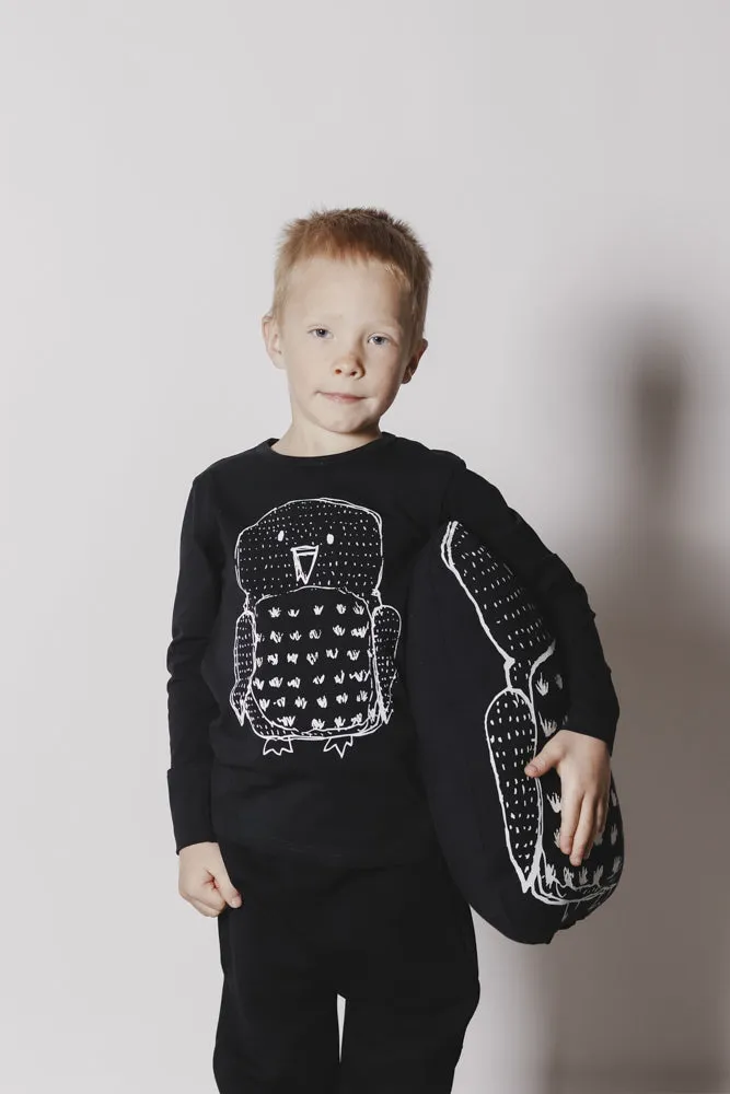 Kids' Long Sleeve Owl Shirt Black