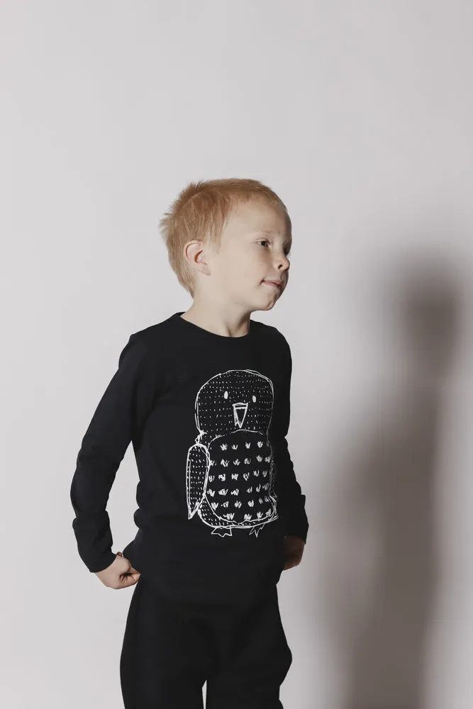 Kids' Long Sleeve Owl Shirt Black