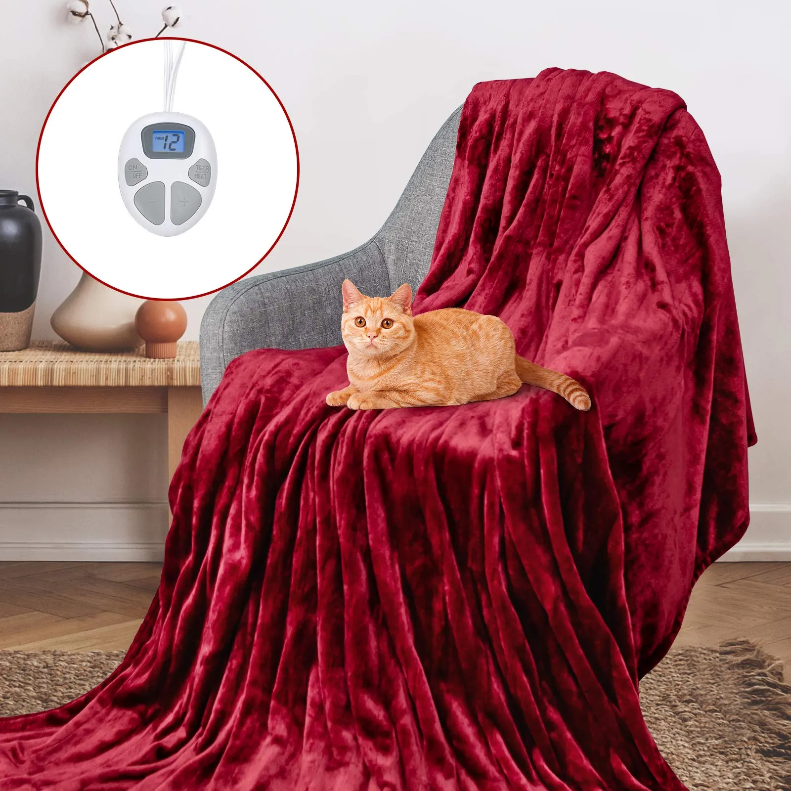 KOMFOTT Electric Heated Blanket, Flannel Electric Blanket Throws,Fast Heating ETL Certification & Machine Washable Design