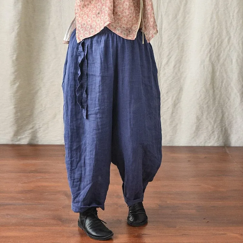 Loose Cotton and Linen Harem Pants