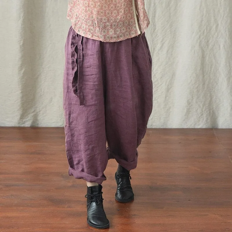 Loose Cotton and Linen Harem Pants