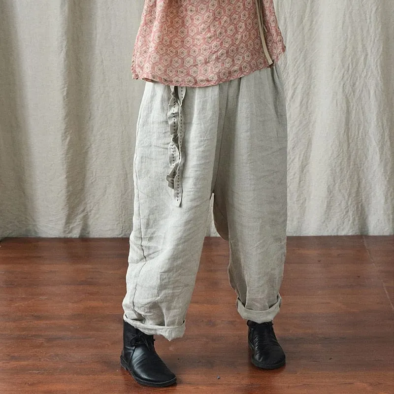 Loose Cotton and Linen Harem Pants