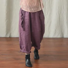 Loose Cotton and Linen Harem Pants