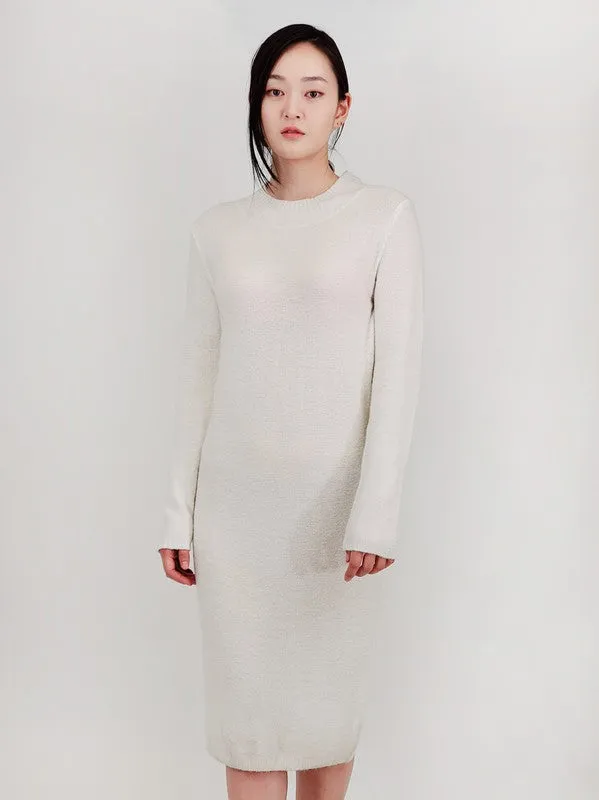 Loose Fit  Long Sleeve Textured Midi Sweater Dress