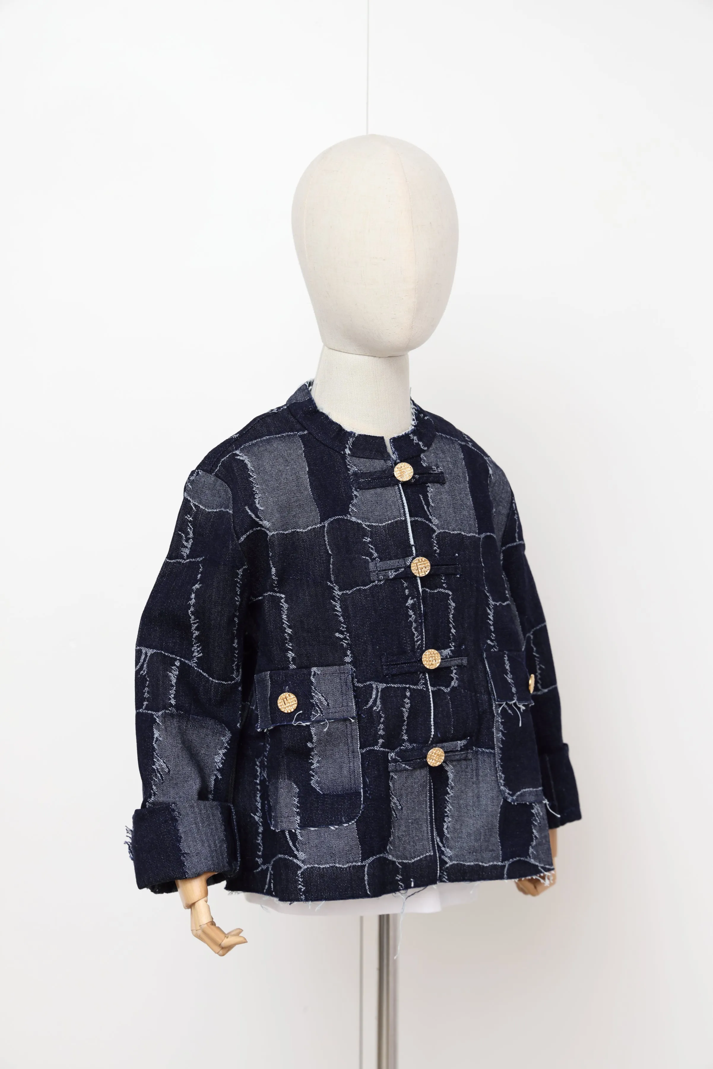 Loulou Kids Patchwork Denim Jacket (w/ lining)