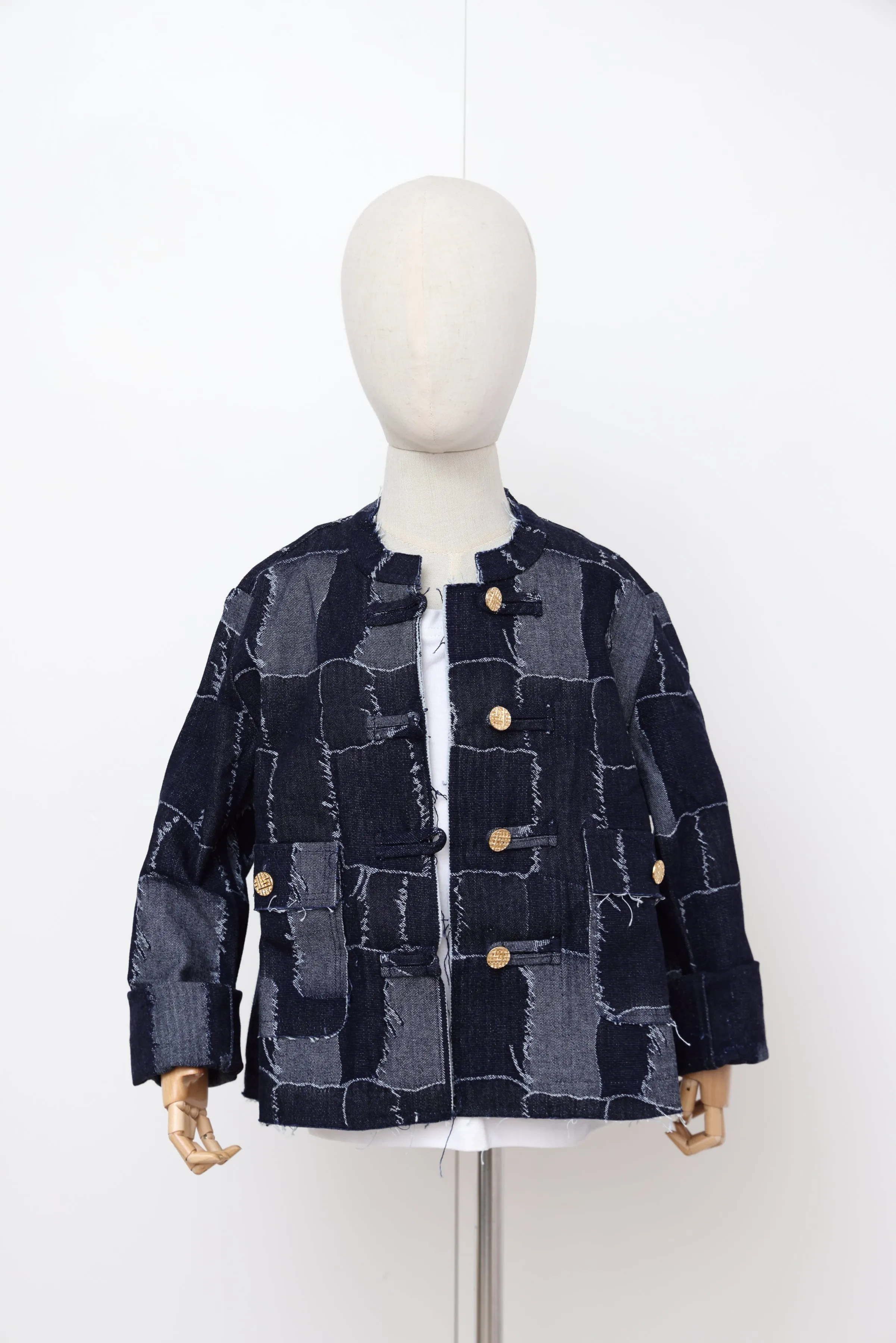 Loulou Kids Patchwork Denim Jacket (w/ lining)