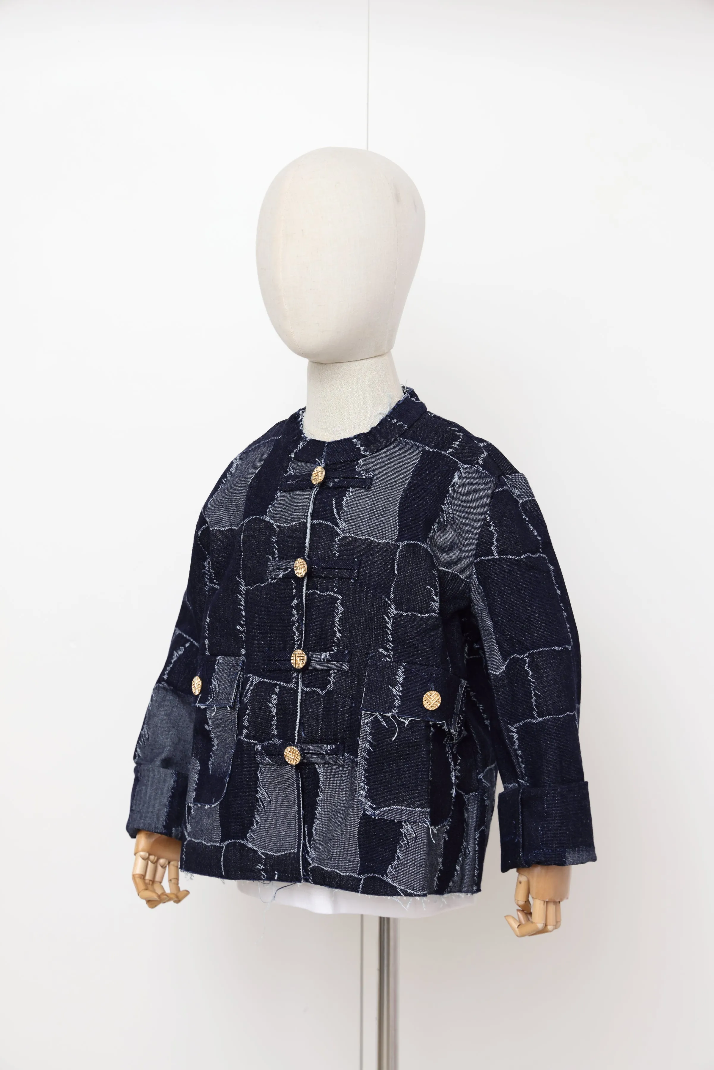 Loulou Kids Patchwork Denim Jacket (w/ lining)