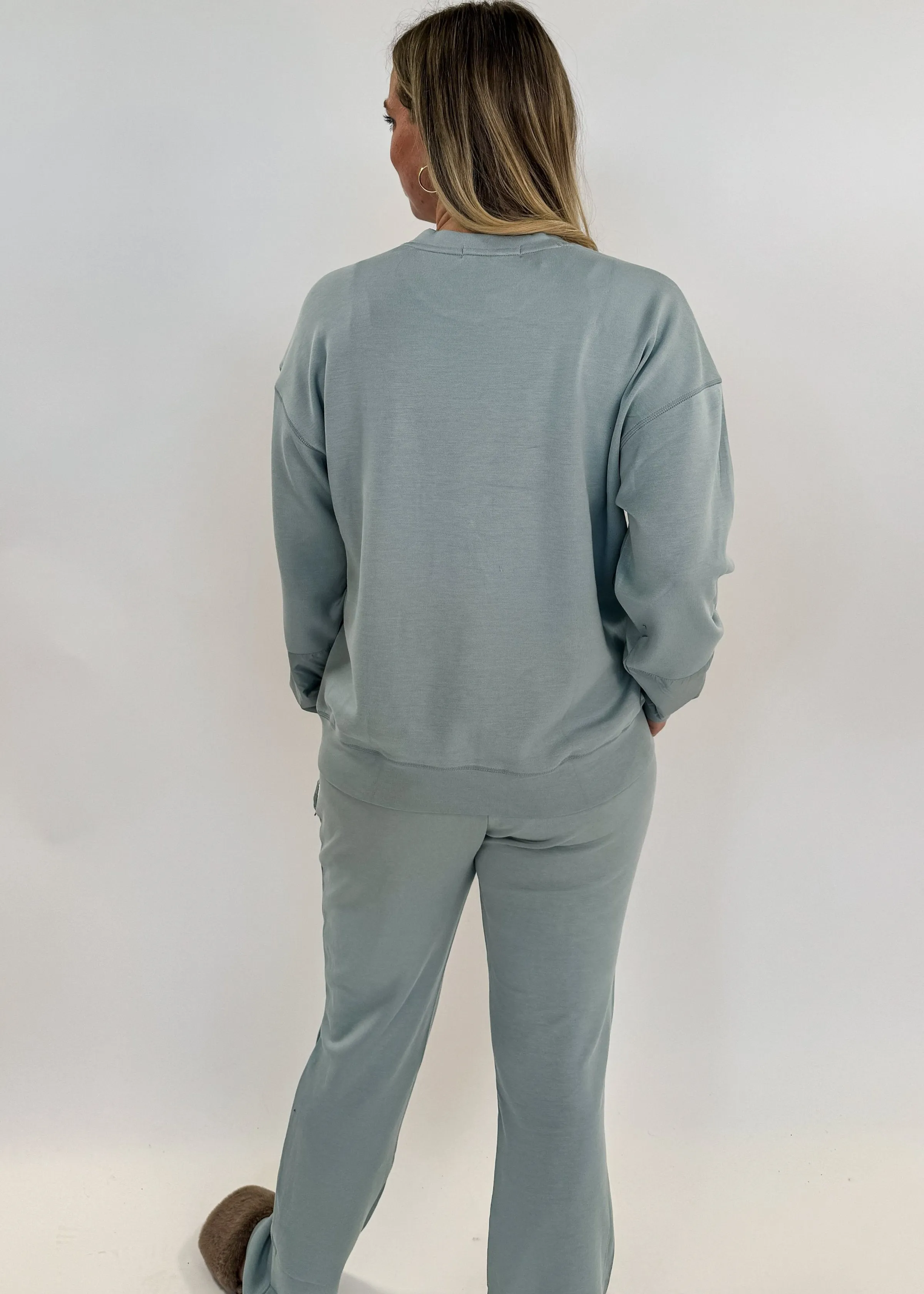 Lounge Set Top/High Waist Pant Smoke Blue