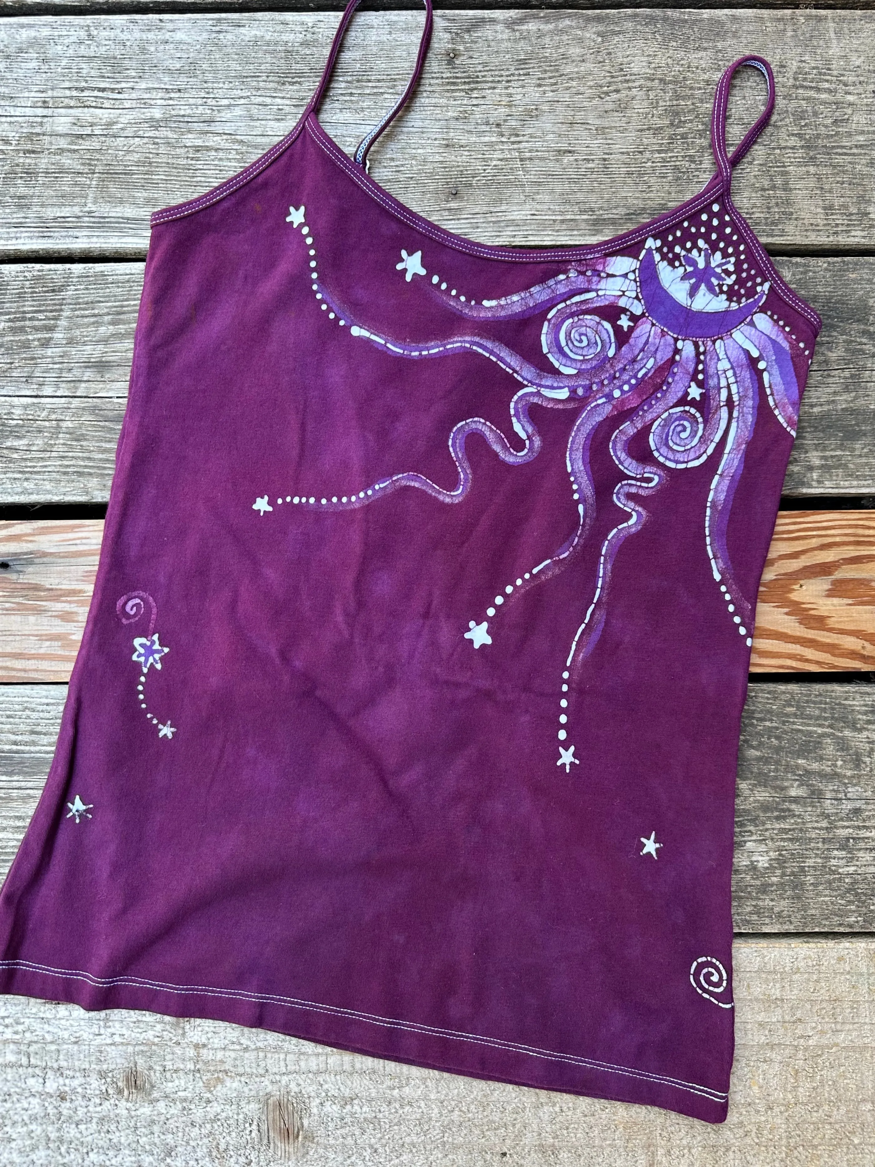 Maroon Moonbeams Hand Painted Batik Camisole - ONE SIZE