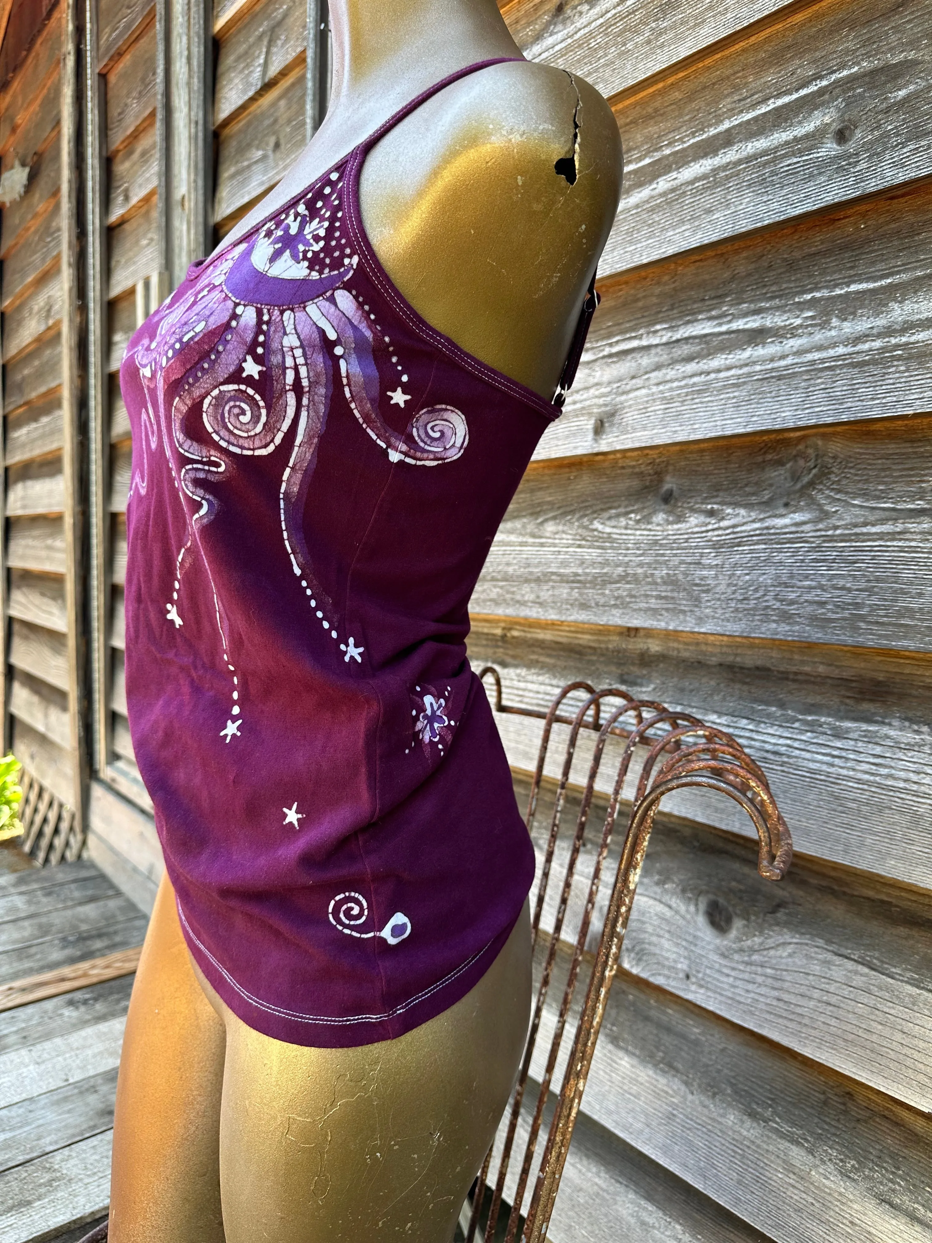 Maroon Moonbeams Hand Painted Batik Camisole - ONE SIZE