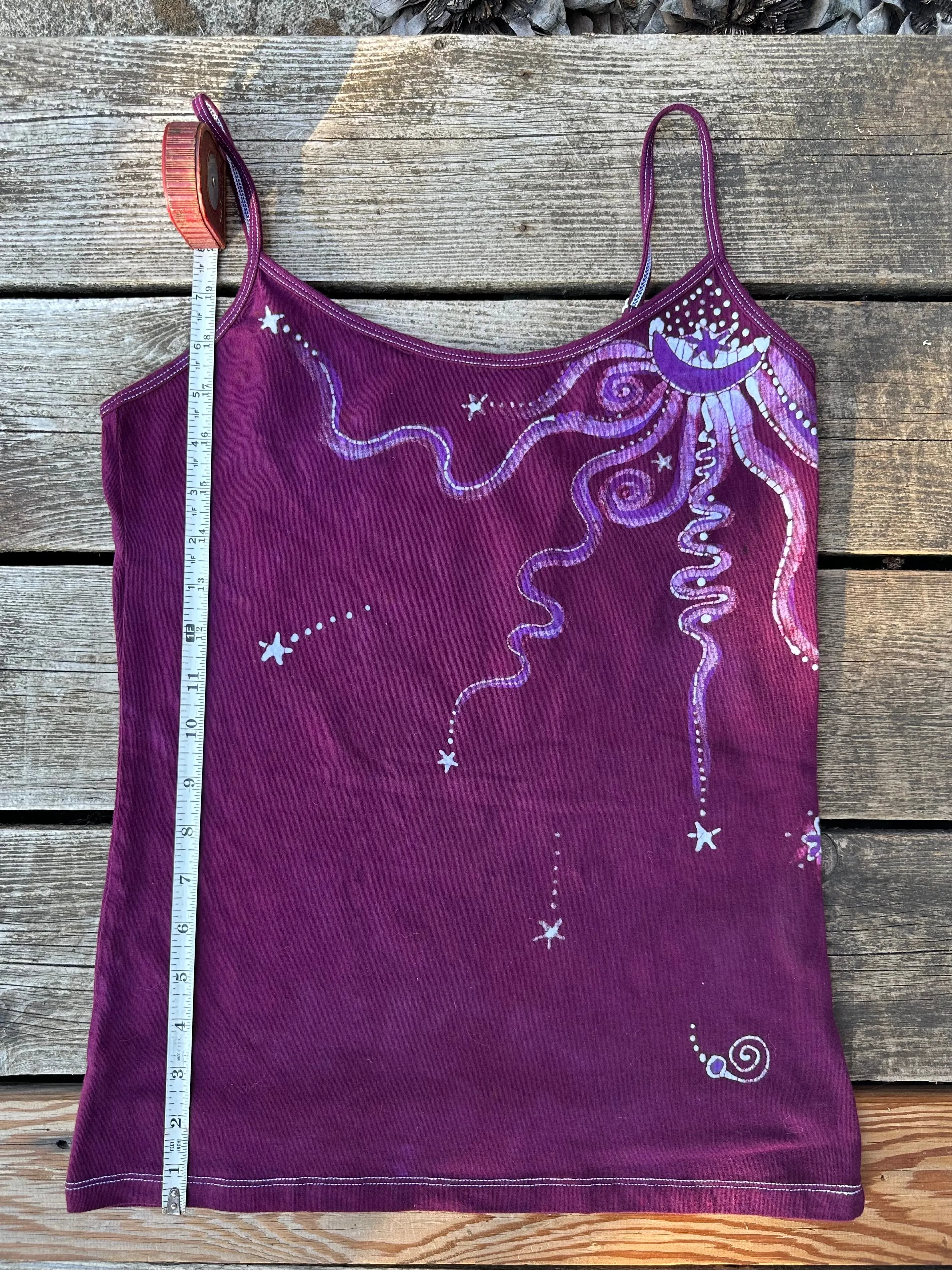 Maroon Moonbeams Hand Painted Batik Camisole - ONE SIZE