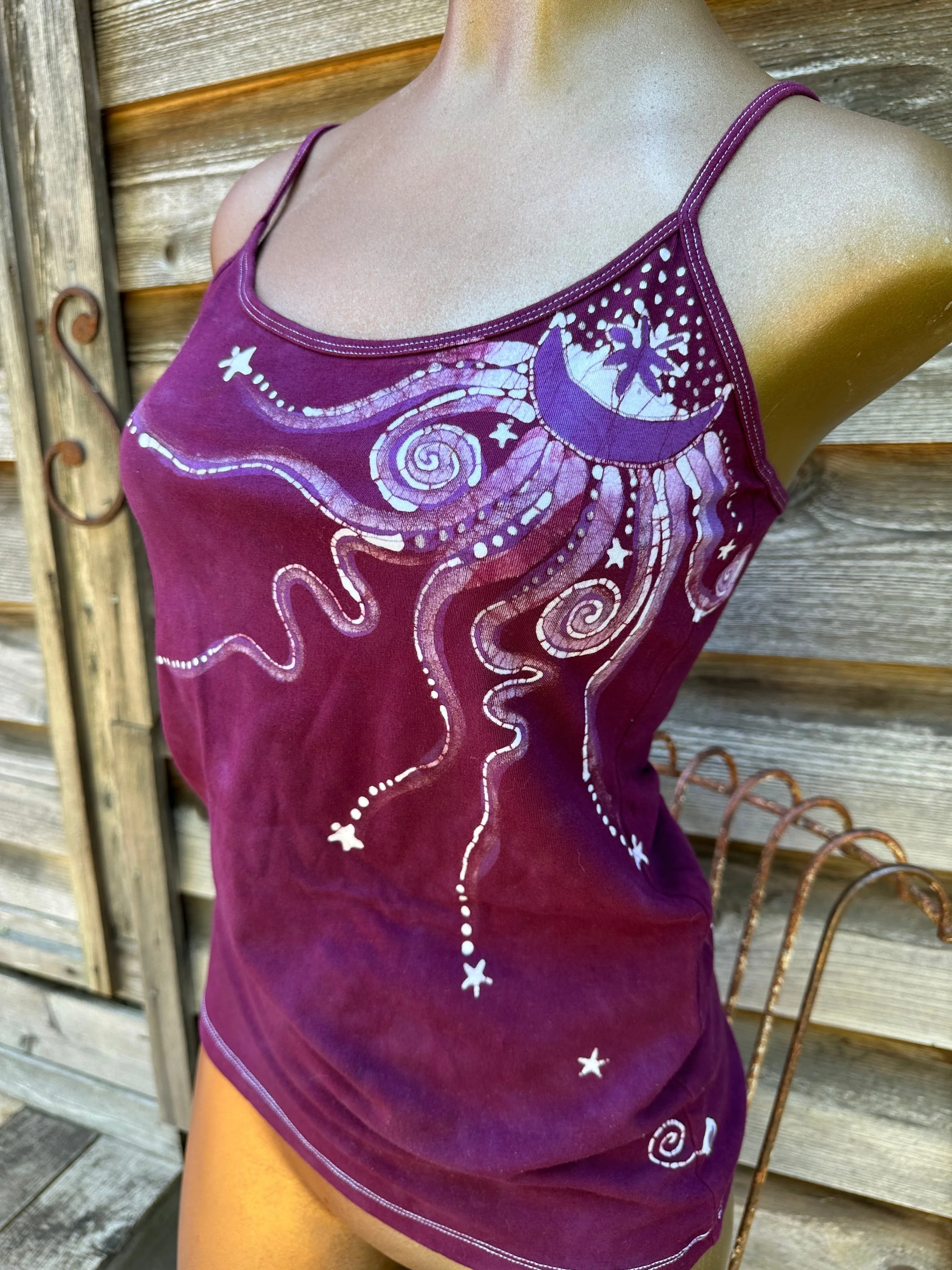 Maroon Moonbeams Hand Painted Batik Camisole - ONE SIZE