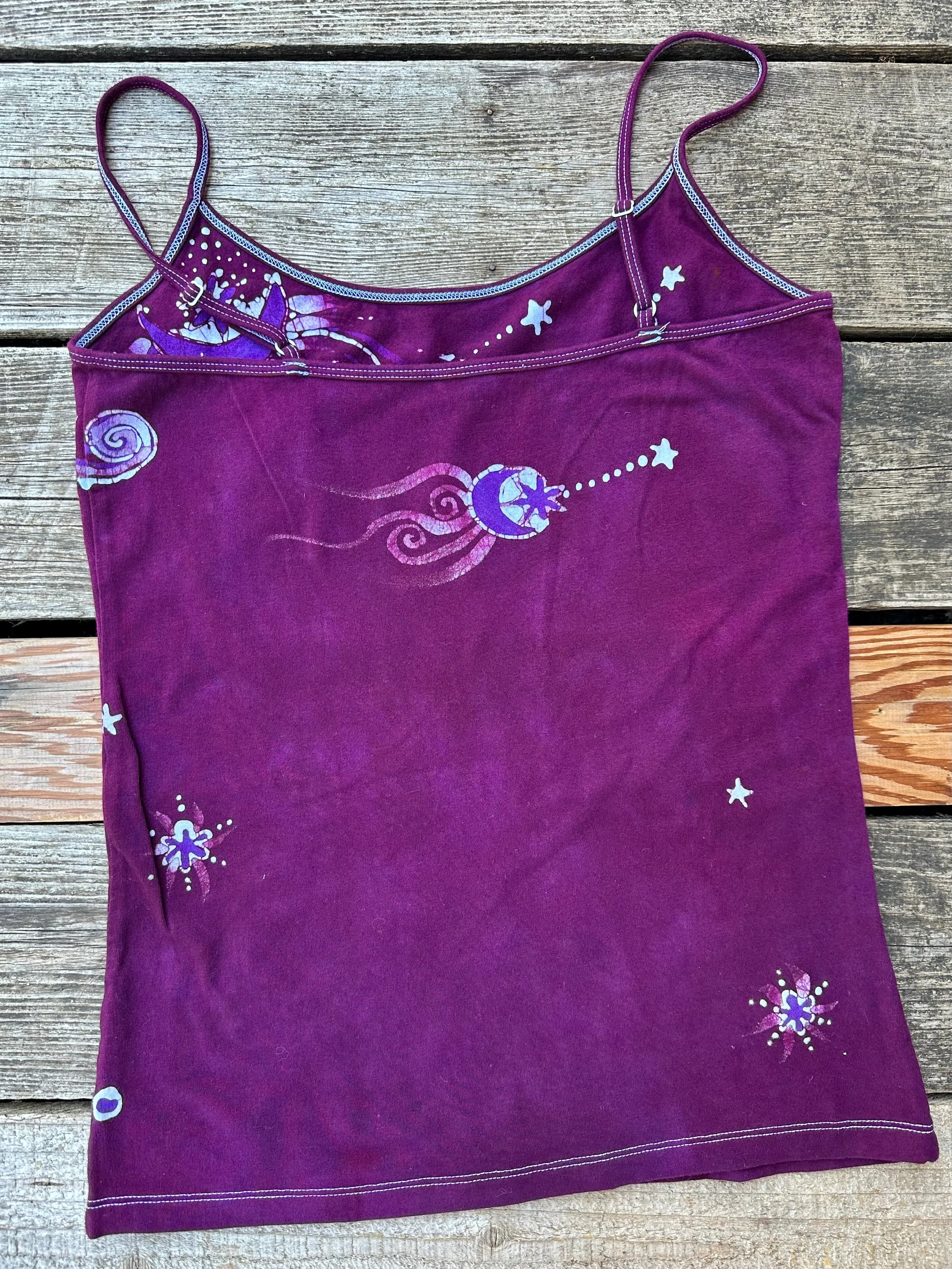 Maroon Moonbeams Hand Painted Batik Camisole - ONE SIZE