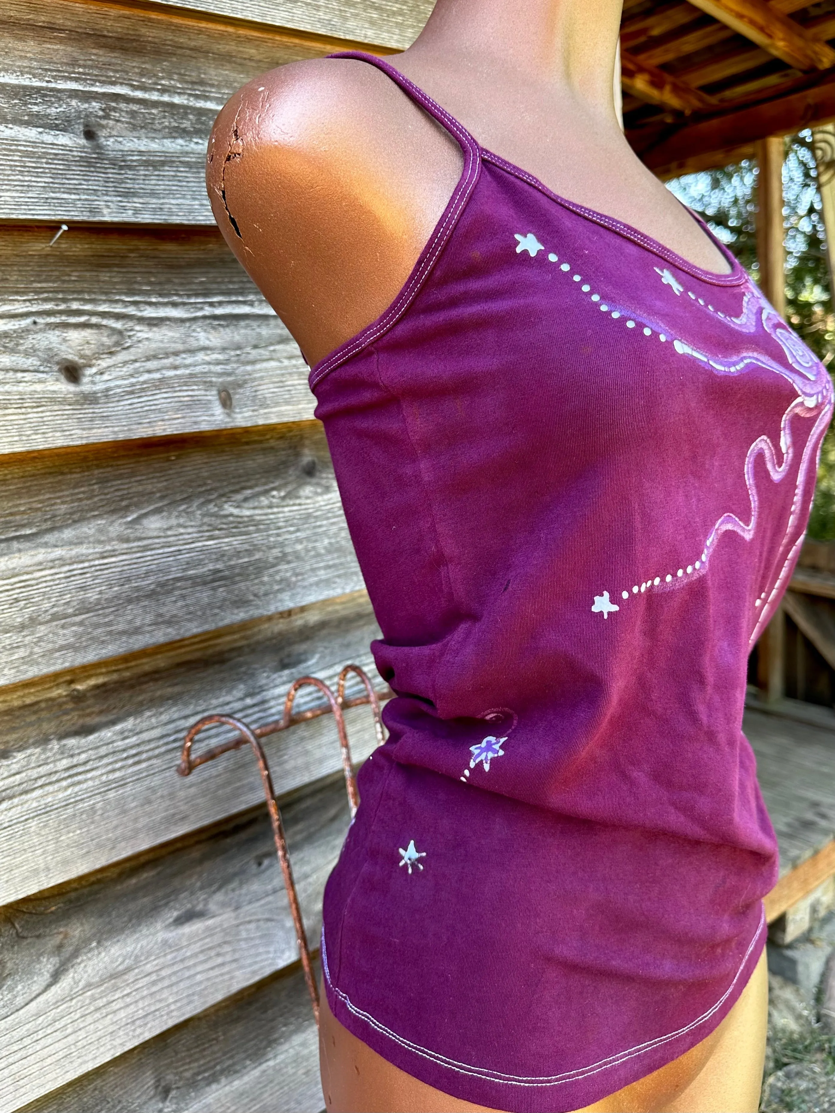 Maroon Moonbeams Hand Painted Batik Camisole - ONE SIZE