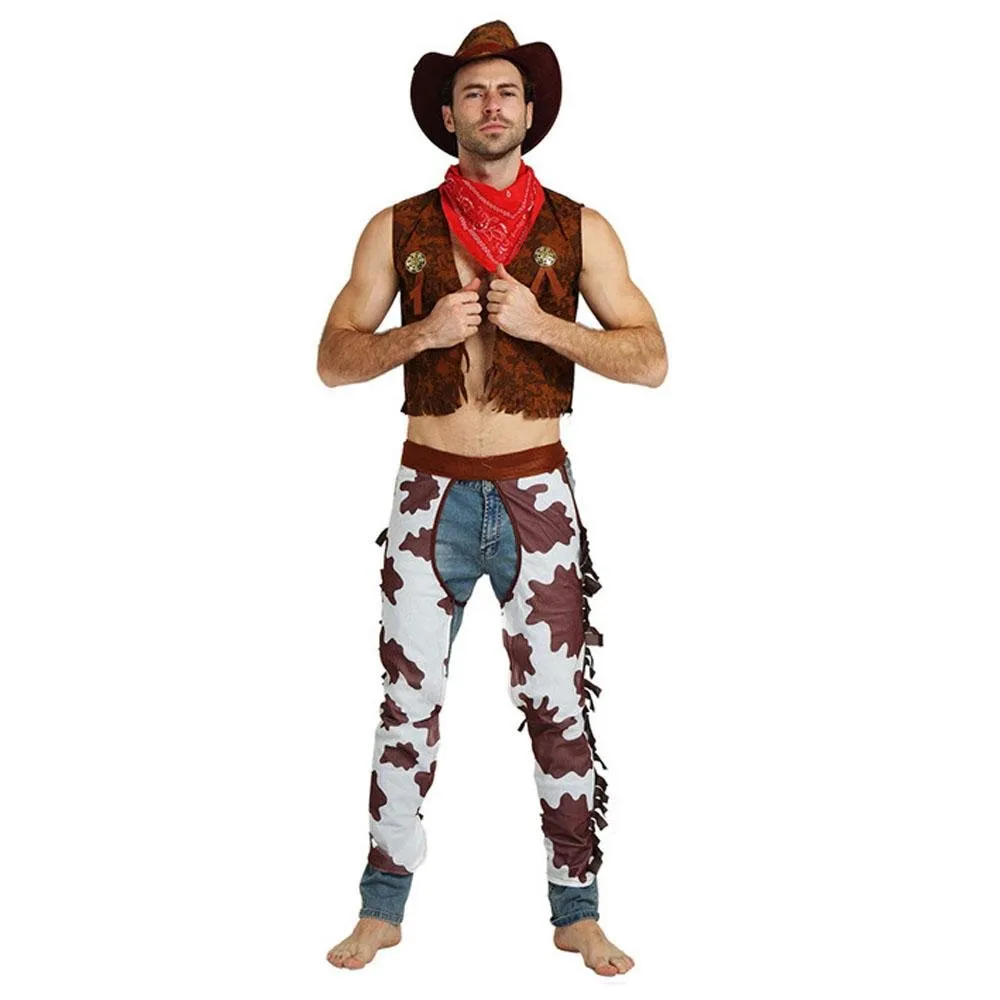 Matching outfit classic wild west fancy dress western cowboy stage costume