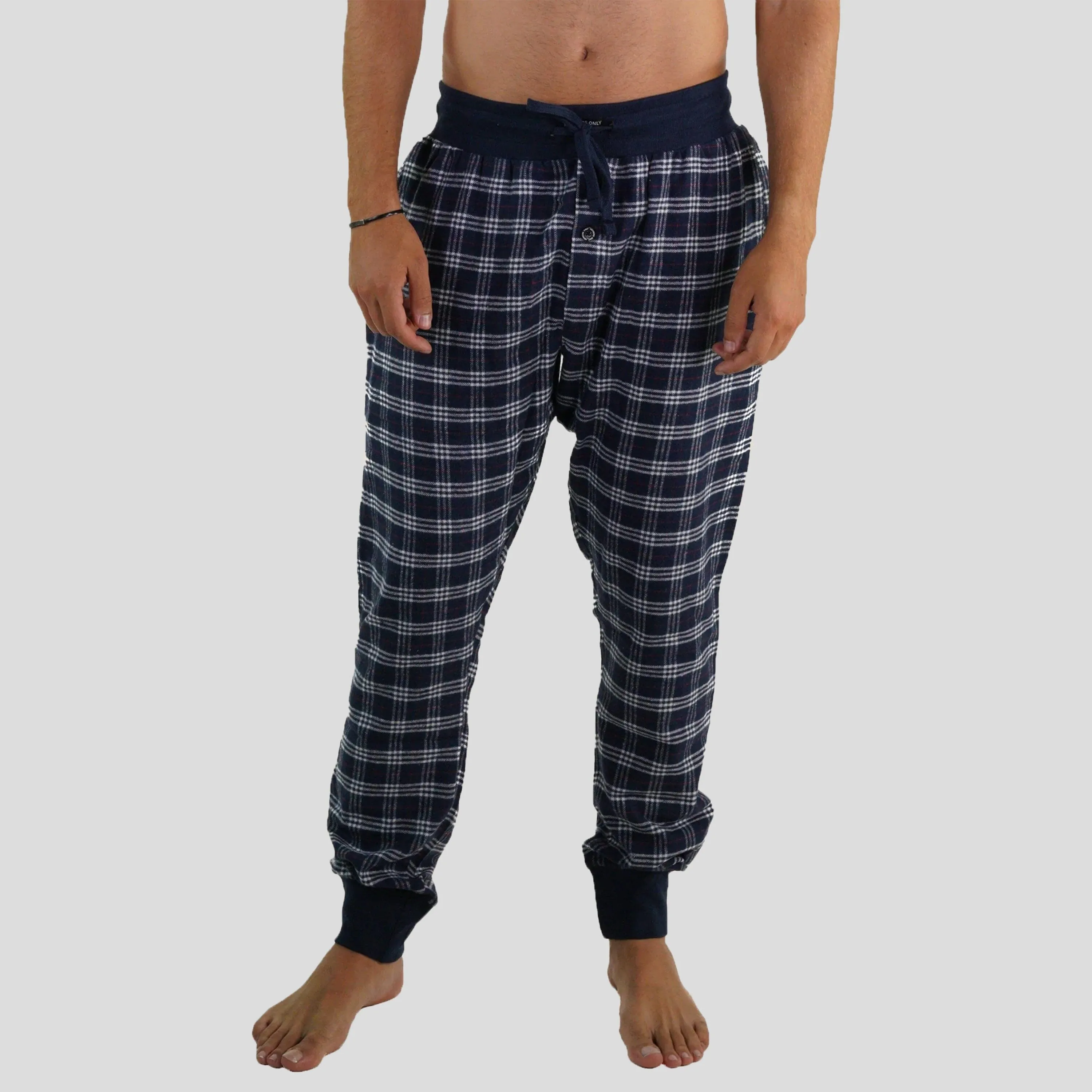 Members Only Men's Flannel Jogger Lounge Pants - Black/Grey