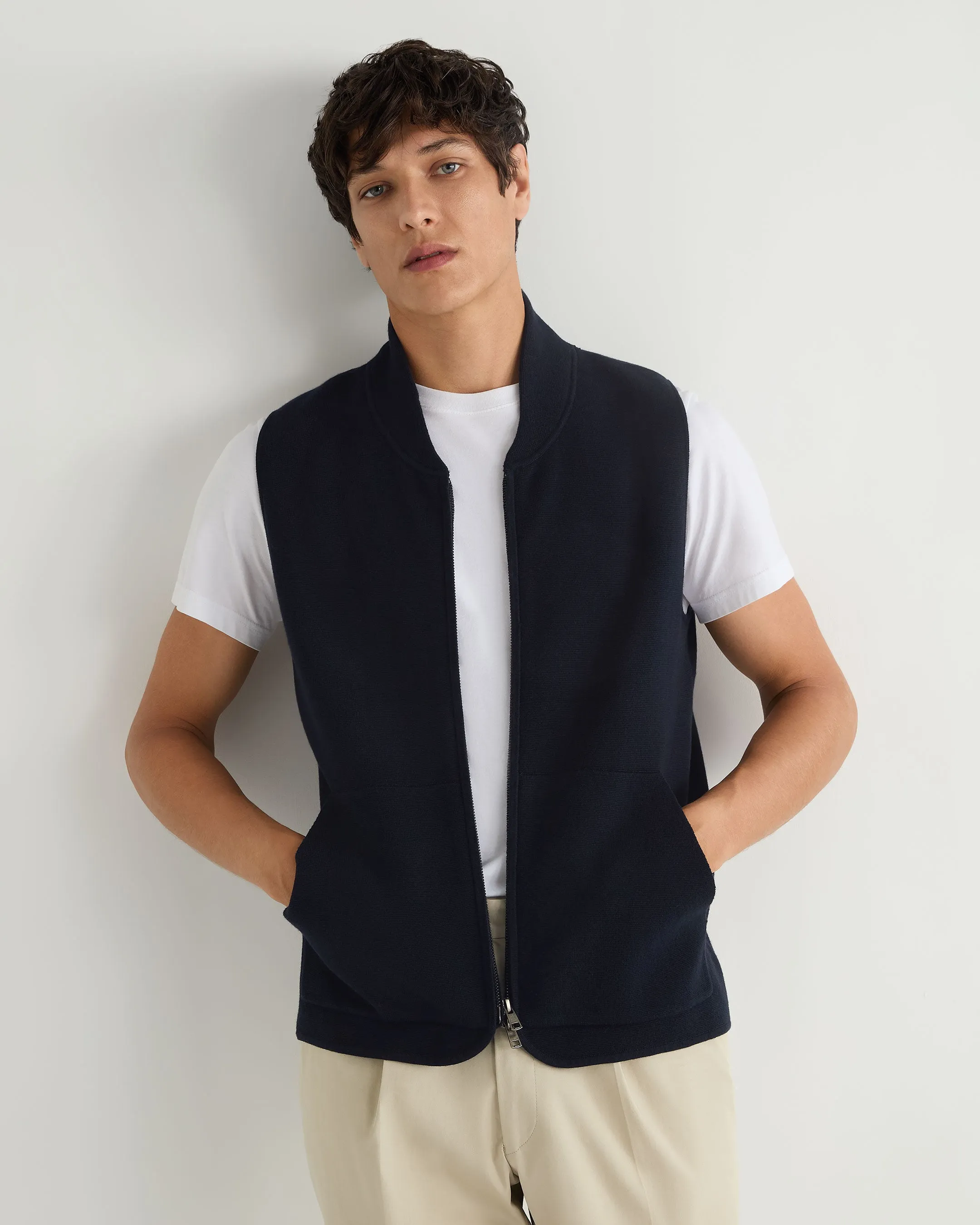 Men's Cotton Blend Gilet Navy Blue