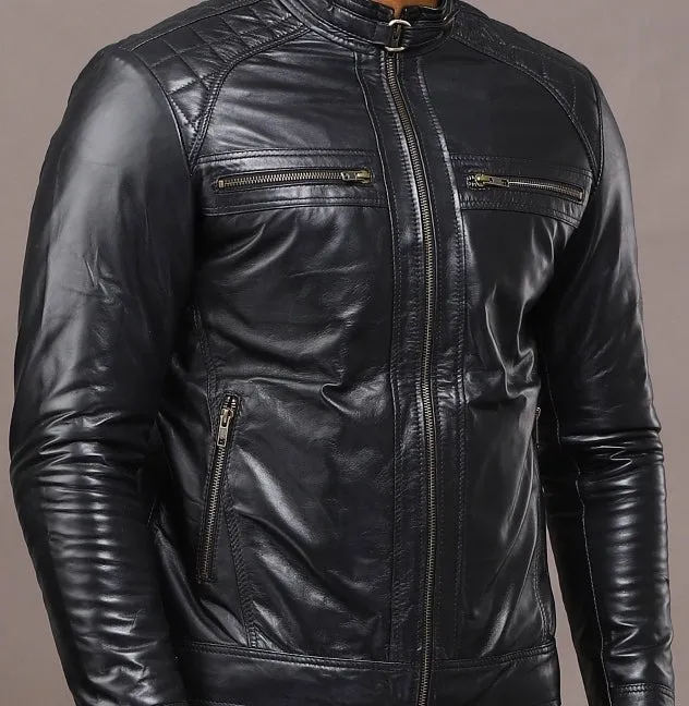 MENS LEATHER JACKET 41004 (BLACK)