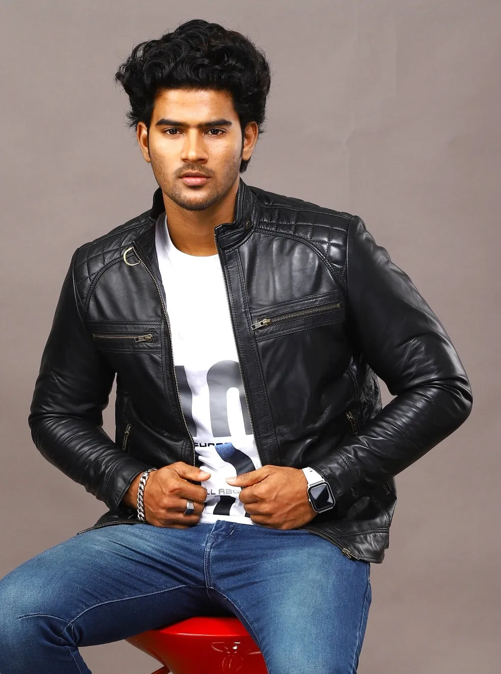 MENS LEATHER JACKET 41004 (BLACK)