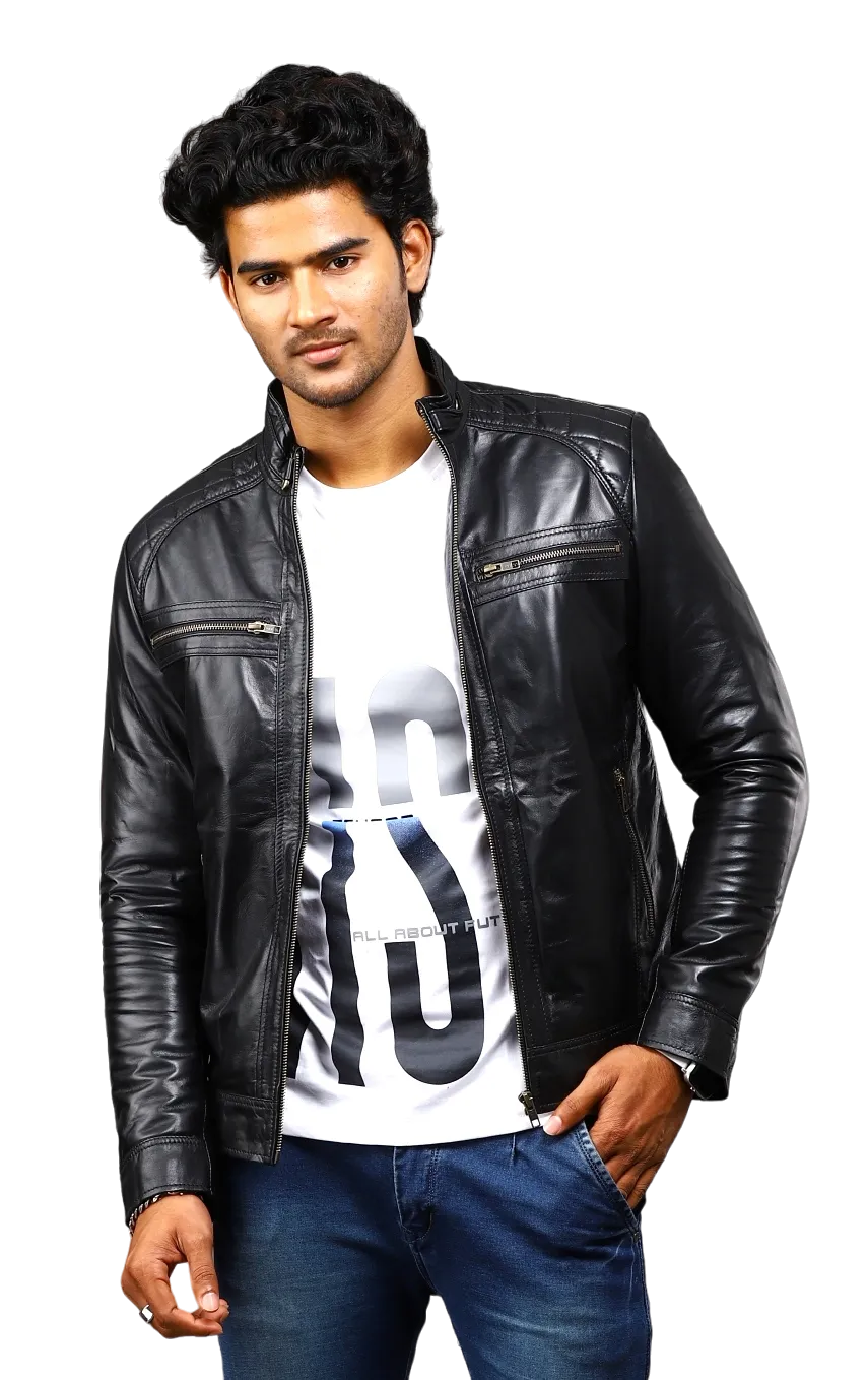 MENS LEATHER JACKET 41004 (BLACK)