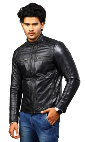 MENS LEATHER JACKET 41004 (BLACK)