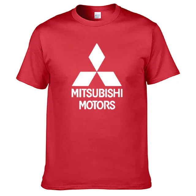 Mens Short Sleeve Mitsubishi Car Logo T-shirt Summer casual male solid colour Cotton Tshirts Fashion HipHop Harajuku Men Clothes