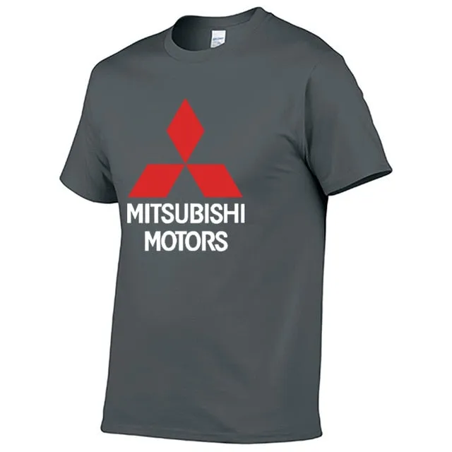 Mens Short Sleeve Mitsubishi Car Logo T-shirt Summer casual male solid colour Cotton Tshirts Fashion HipHop Harajuku Men Clothes