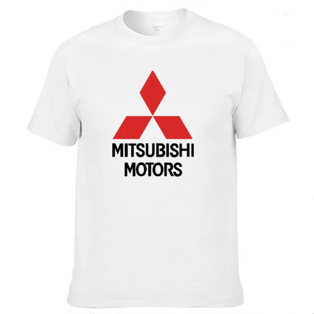 Mens Short Sleeve Mitsubishi Car Logo T-shirt Summer casual male solid colour Cotton Tshirts Fashion HipHop Harajuku Men Clothes