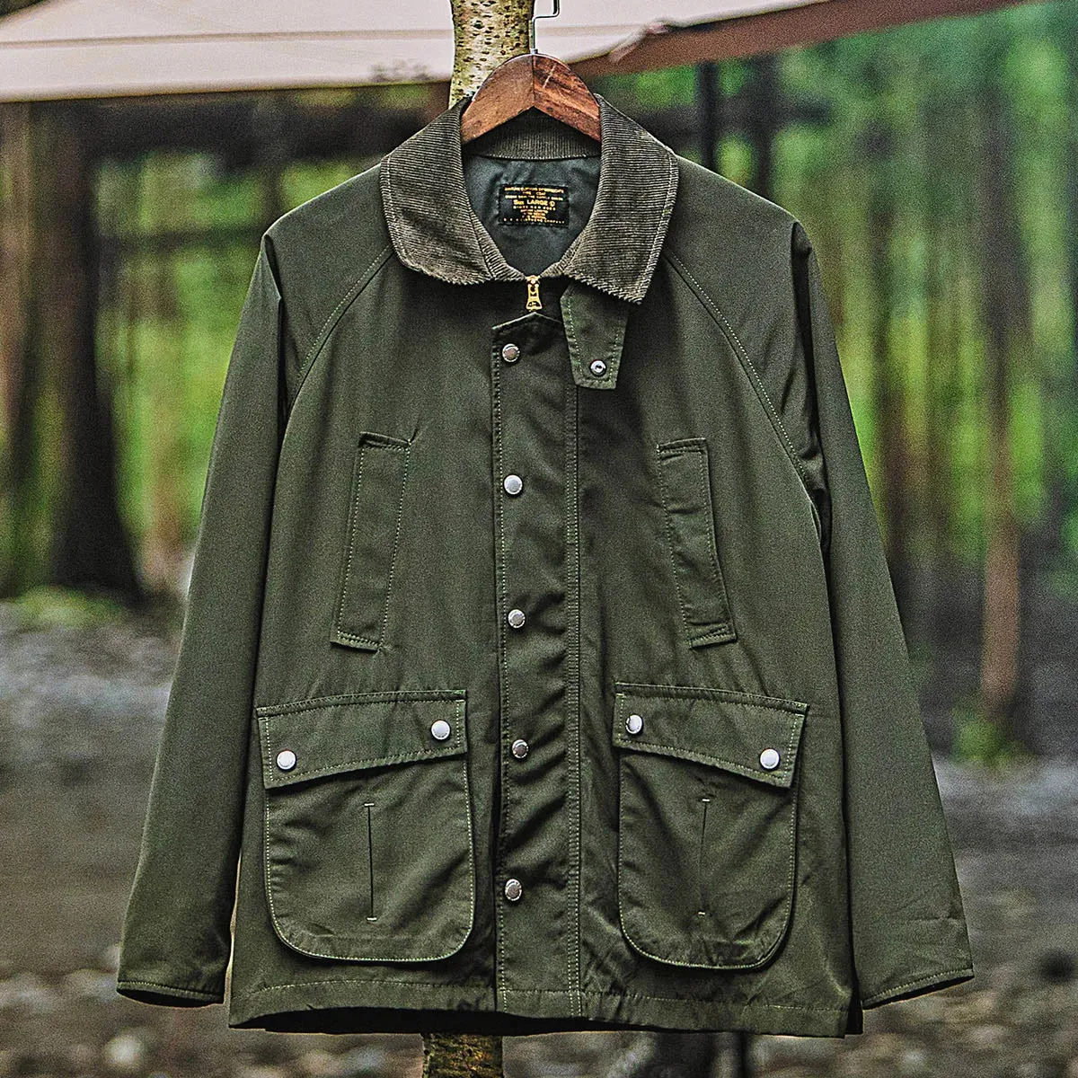 Men's Wax-free Corduroy Collar Military Safari Motorcycle Jacket - Loose Fit