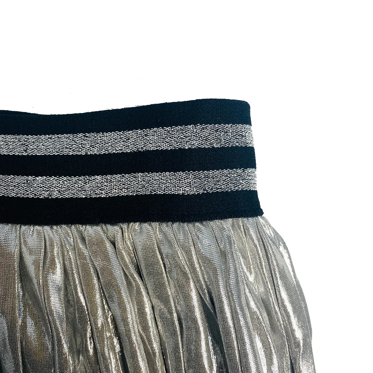 Metallic Pleated Skirt Silver