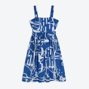 Miss Pompom Blue Paintsplash Strappy Sun dress