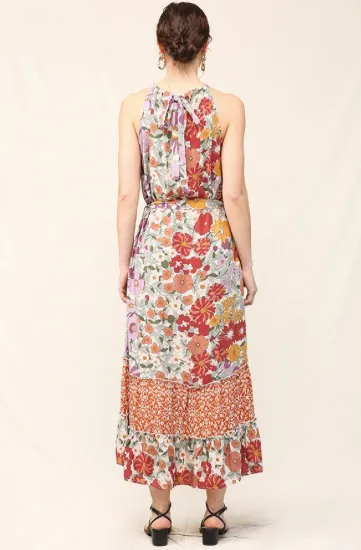 Mixed Floral Hi Low Maxi Dress