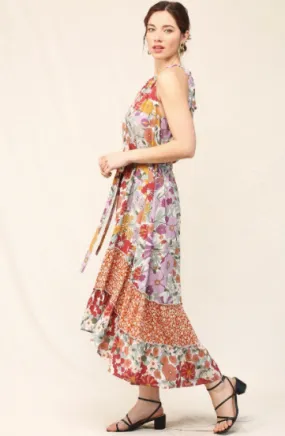 Mixed Floral Hi Low Maxi Dress