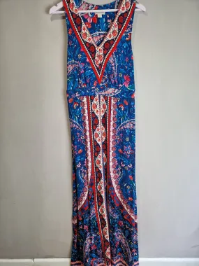 Monsoon scarf print jersey maxi dress - size 10