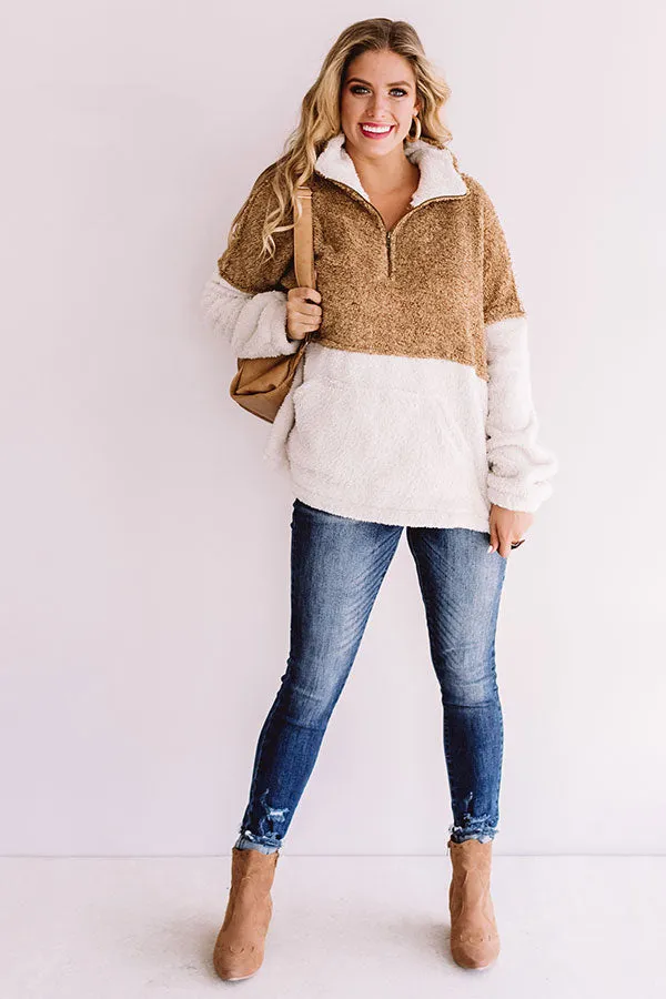 More Lattes, Please Sherpa Pullover In Iced Mocha