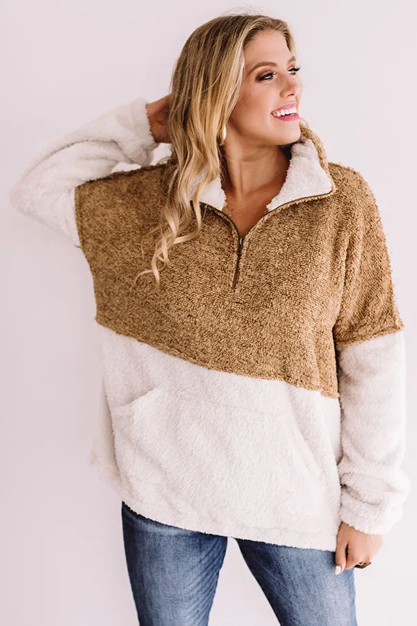 More Lattes, Please Sherpa Pullover In Iced Mocha